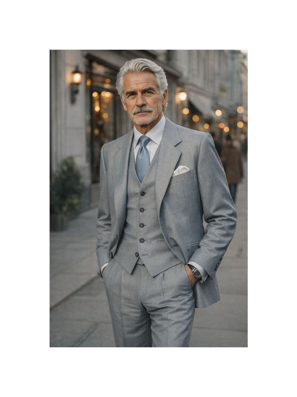 Men's Vintage Warren Sewell Western Light Blue 3-Piece Suit 40R Pant 32R